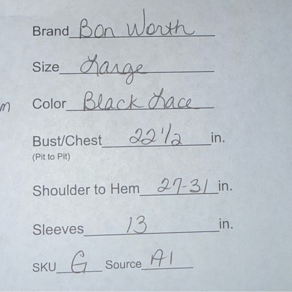 BonWorth Black Lace Floral Top L Sheer Romantic Elegant Evening Blouse - Picture 7 of 7